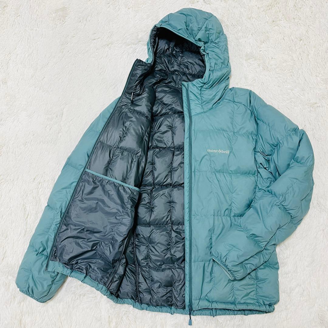 モンベル ネージュダウンパーカ L ブルーグリーン スタッフバッグなし