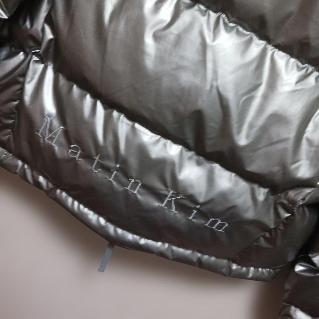 2946【未使用・レア】MatinKimダウンジャケット　シルバー　L　刺繍ロゴ