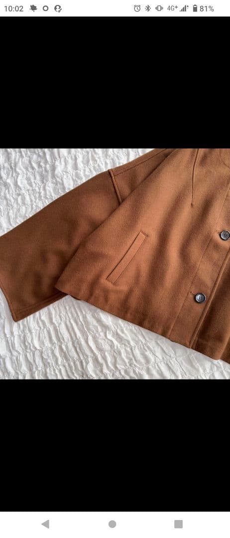 【美品】 クラネ ノーカラーブルゾン ショート丈コート