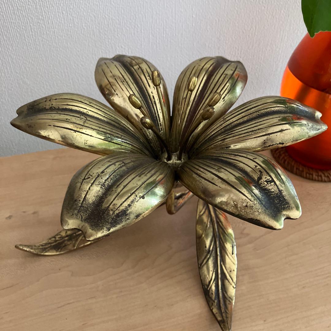 ヴィンテージ アンティーク 真鍮製 ロータスフラワー アッシュトレイ