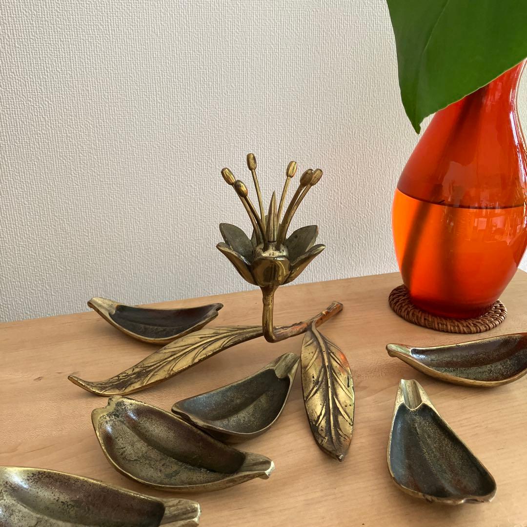 ヴィンテージ アンティーク 真鍮製 ロータスフラワー アッシュトレイ