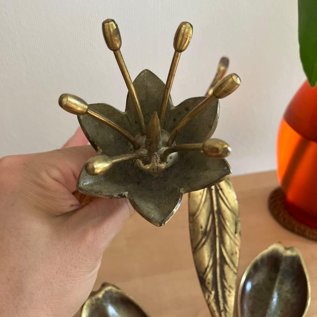 ヴィンテージ アンティーク 真鍮製 ロータスフラワー アッシュトレイ