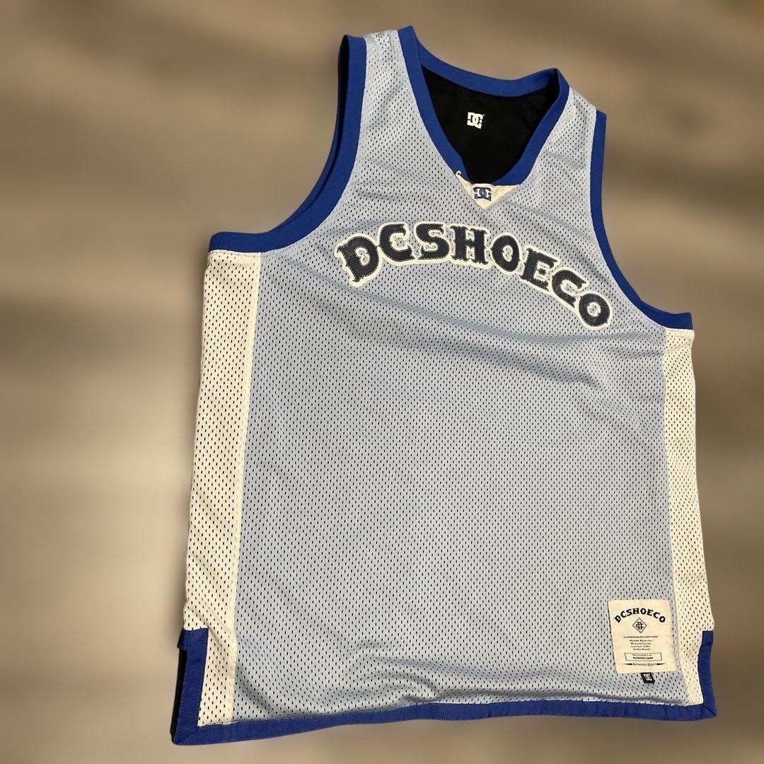 DC SHOE CO ブランドロゴ刺繍 プリント リバーシブル バスケシャツ