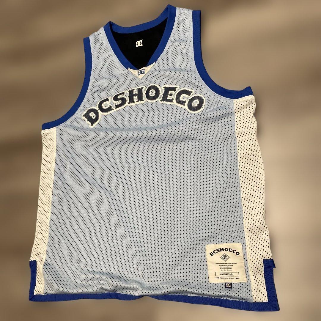 DC SHOE CO ブランドロゴ刺繍 プリント リバーシブル バスケシャツ