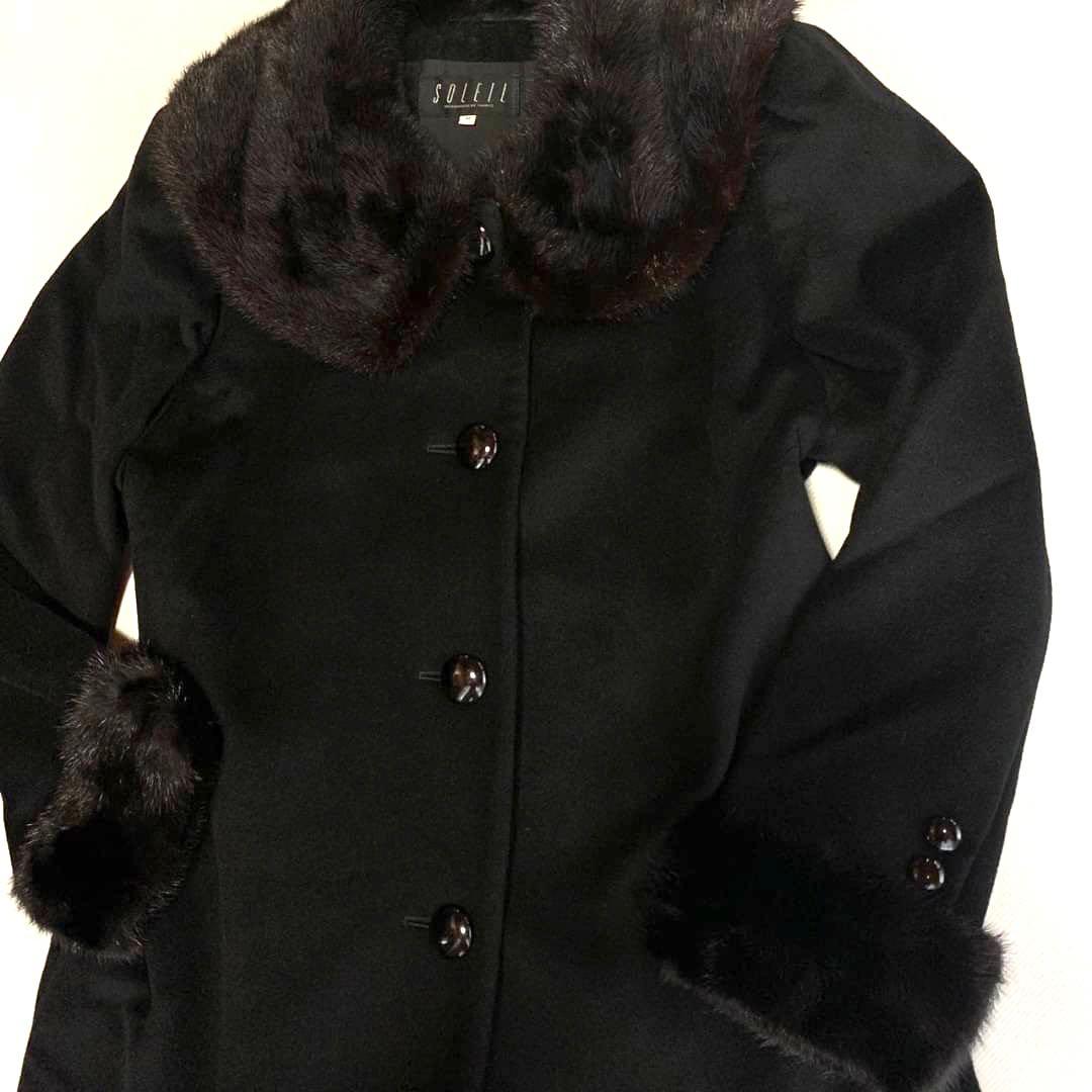 美品ソレイユ三陽商会マキシロングコート カシミヤ100%ミンクファー