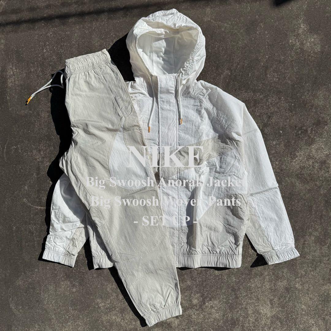 完売品 NIKE ナイキ ビッグスウッシュ ナイロン セットアップ 白 XL M