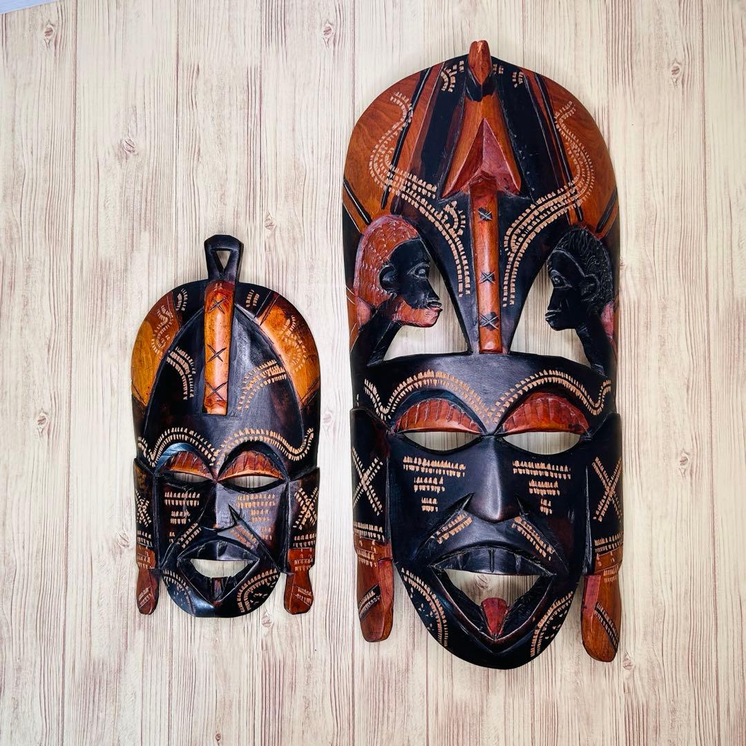 木彫り お面 アンティーク 民族 インディアン ヴィンテージ マスク