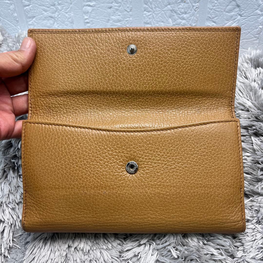 GUCCI✨インターロッキング　コンチネンタ　長財布　シボレザー　キャメル