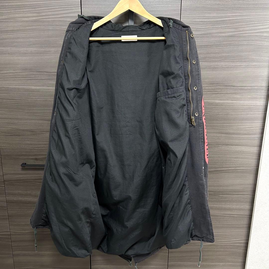 フェイスコネクション モッズコート ペイント加工 ロング丈 ブラック M