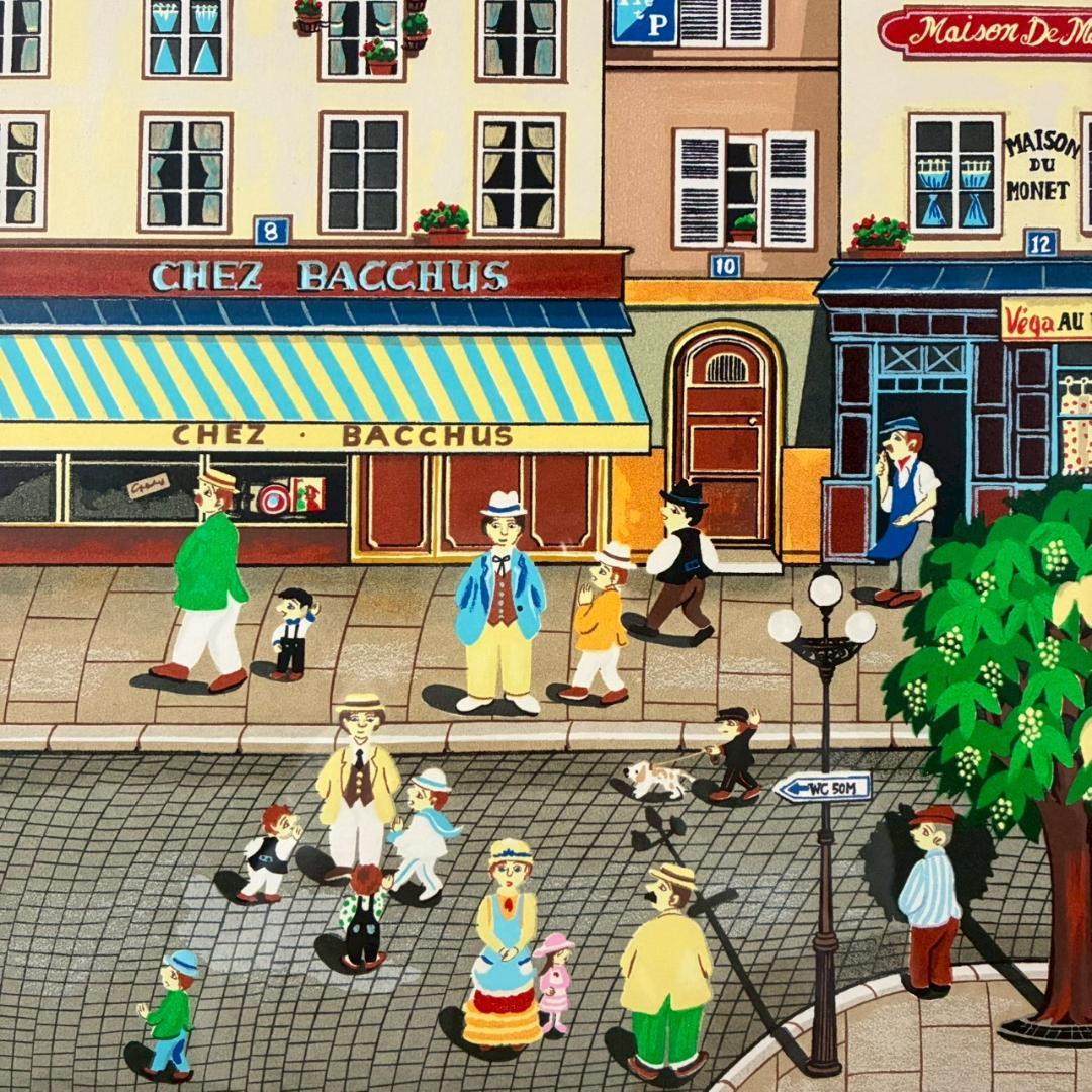 美品 ビン・カシワ「パリの夕暮れ」リトグラフ 直筆サイン入 額縁入