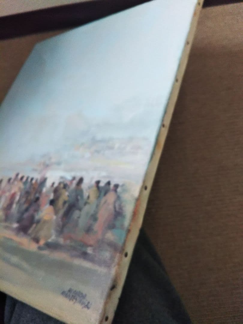 リカルド・モンテシノス 【 パレハの行列】スペイン 油彩 署名有 1984