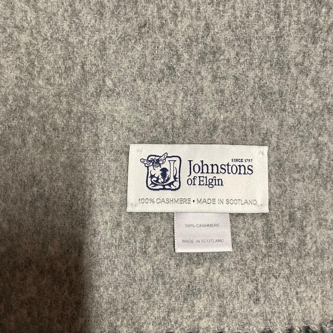 Johnstons of Elgin 100%カシミヤ マフラー グレー　メンズ