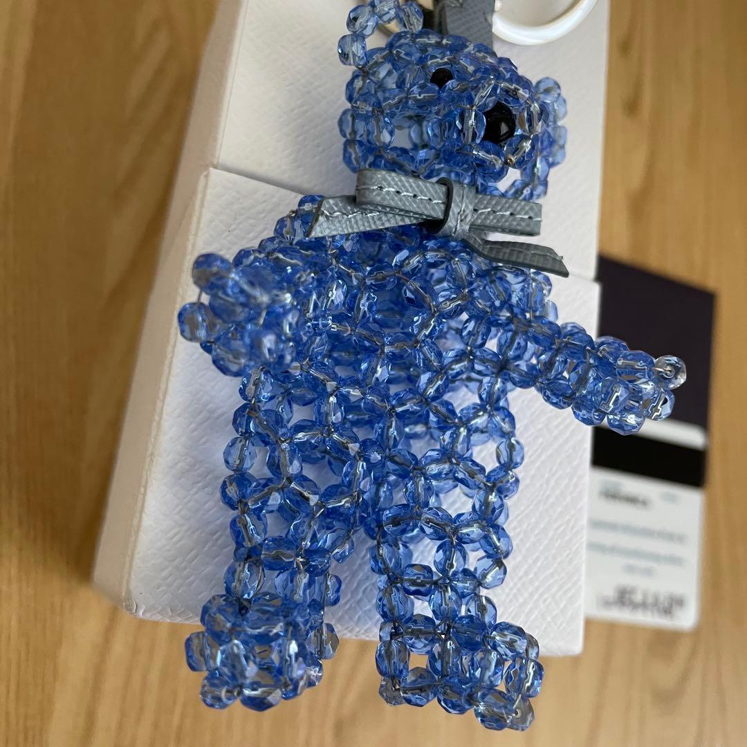 激レア 極美品 PRADA プラダ クマ クリスタルベアー キーホルダー 水色