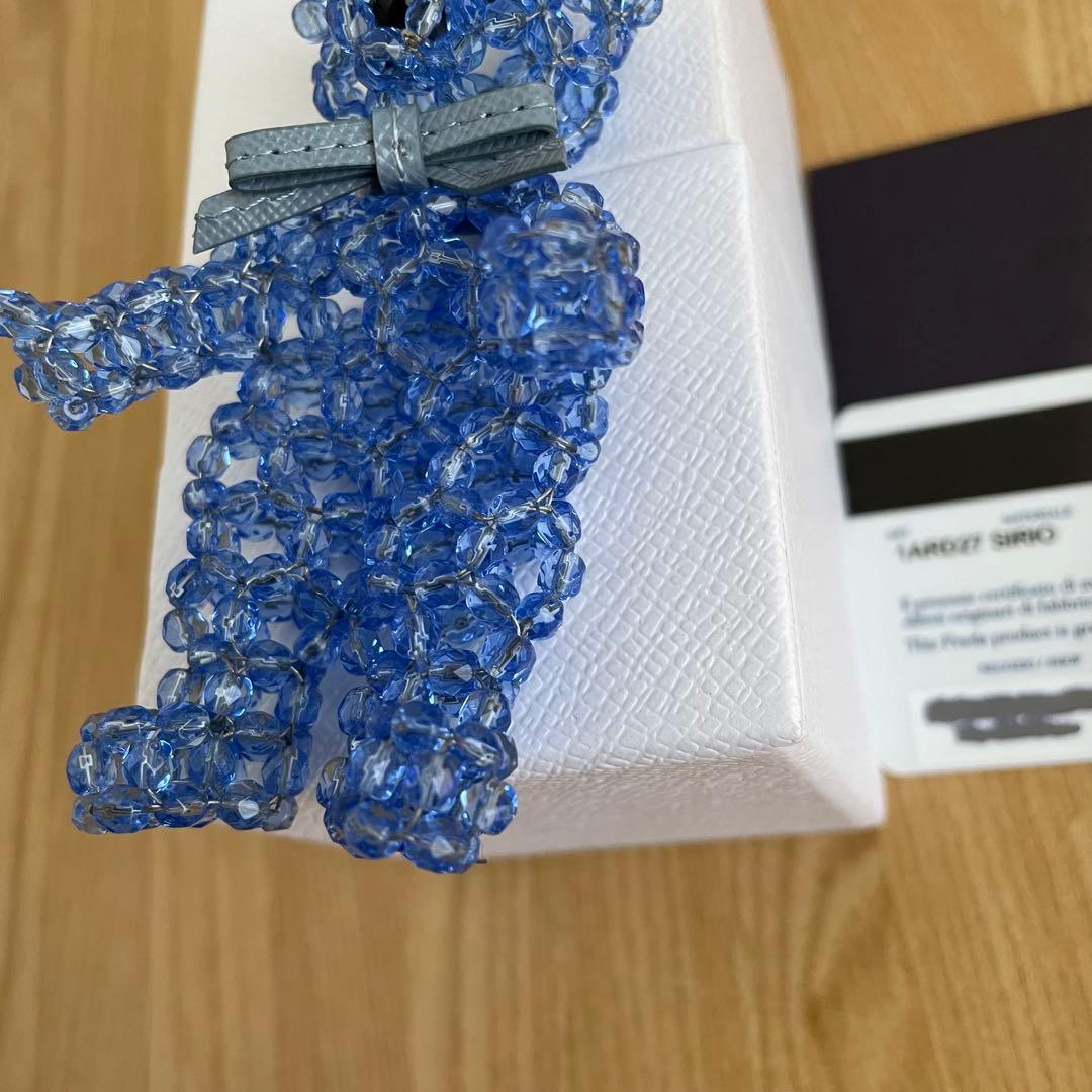 激レア 極美品 PRADA プラダ クマ クリスタルベアー キーホルダー 水色