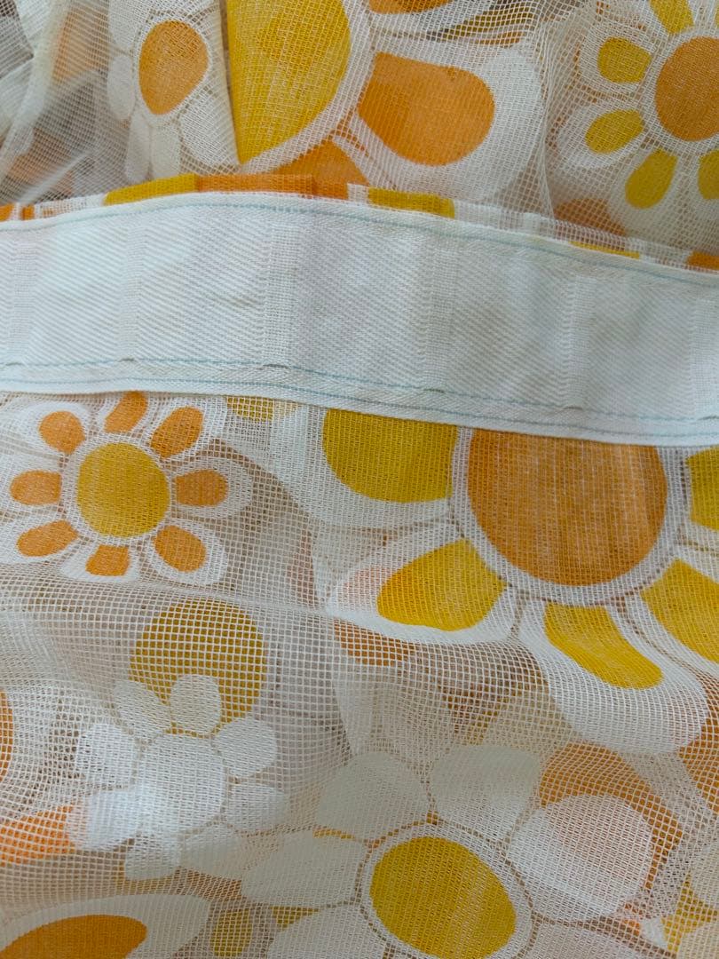 新品未使用 昭和レトロ レトロポップ フラワー レースカーテン 190×170