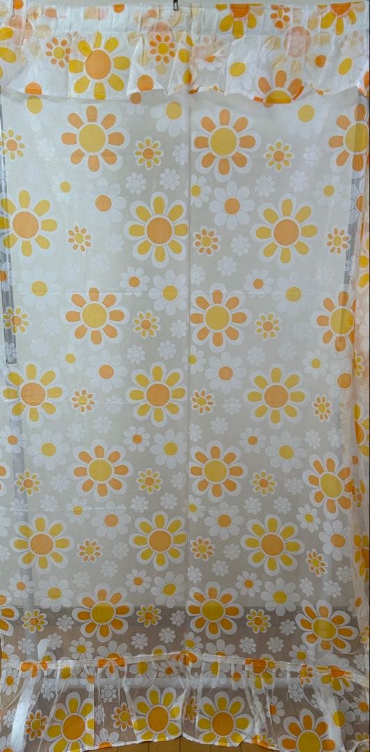 新品未使用 昭和レトロ レトロポップ フラワー レースカーテン 190×170