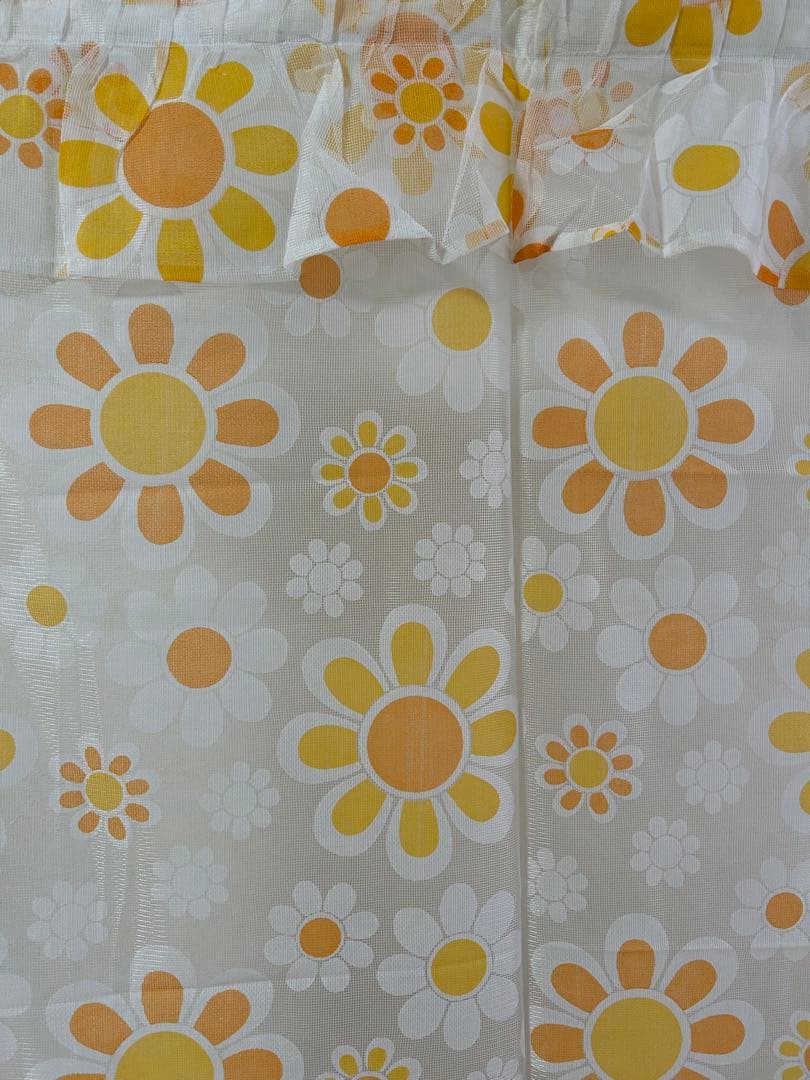 新品未使用 昭和レトロ レトロポップ フラワー レースカーテン 190×170