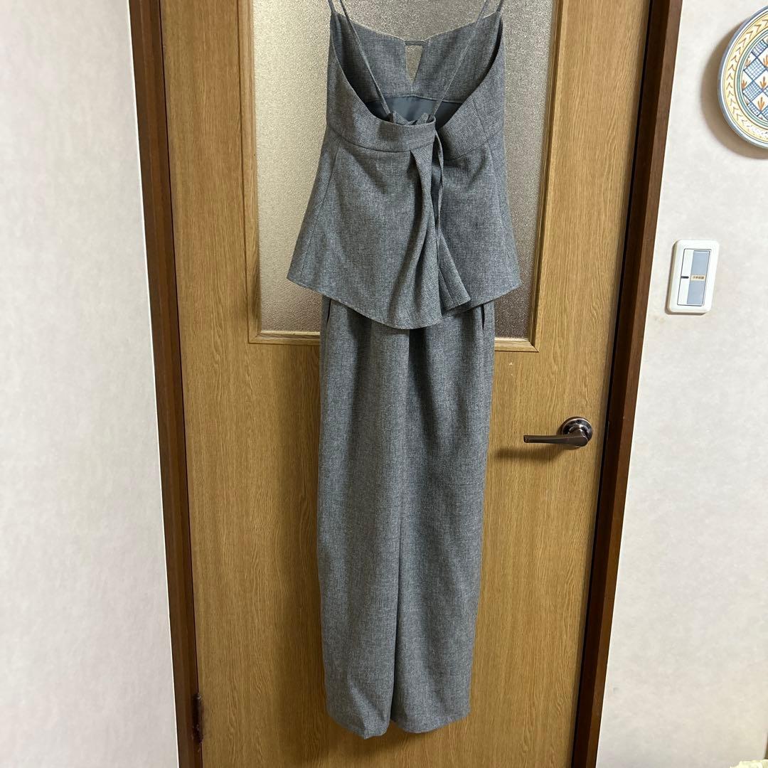 トロア trois ツムギート　グレー サロペット