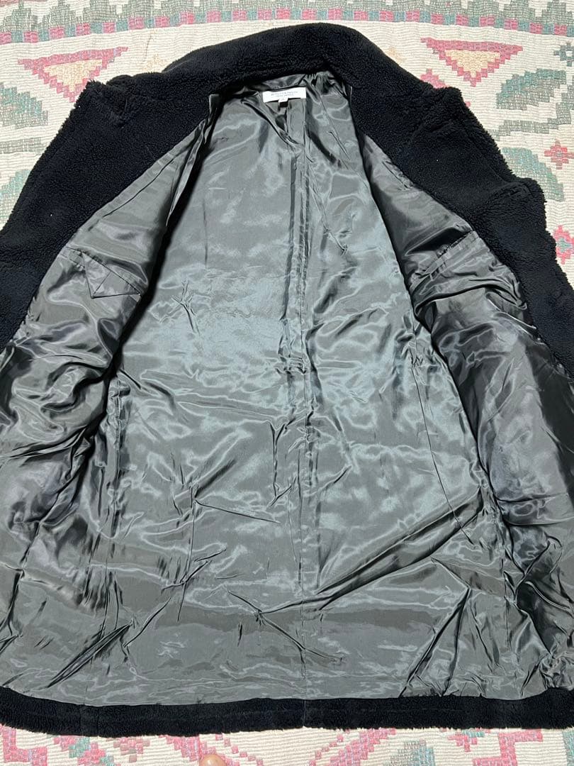 美品 ユナイテッドアローズ 黒 ボアフリース ステンカラーコートLサイズ