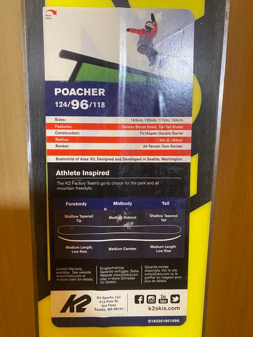 新品未使用　K2 Poacher 170 look pivot14 黒 GW