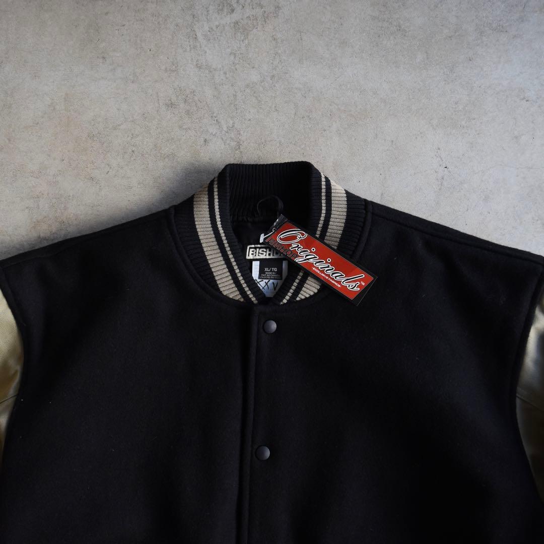 90s BISHOP ブラック×ベージュ スタジャン カナダ製 XLヴィンテージ