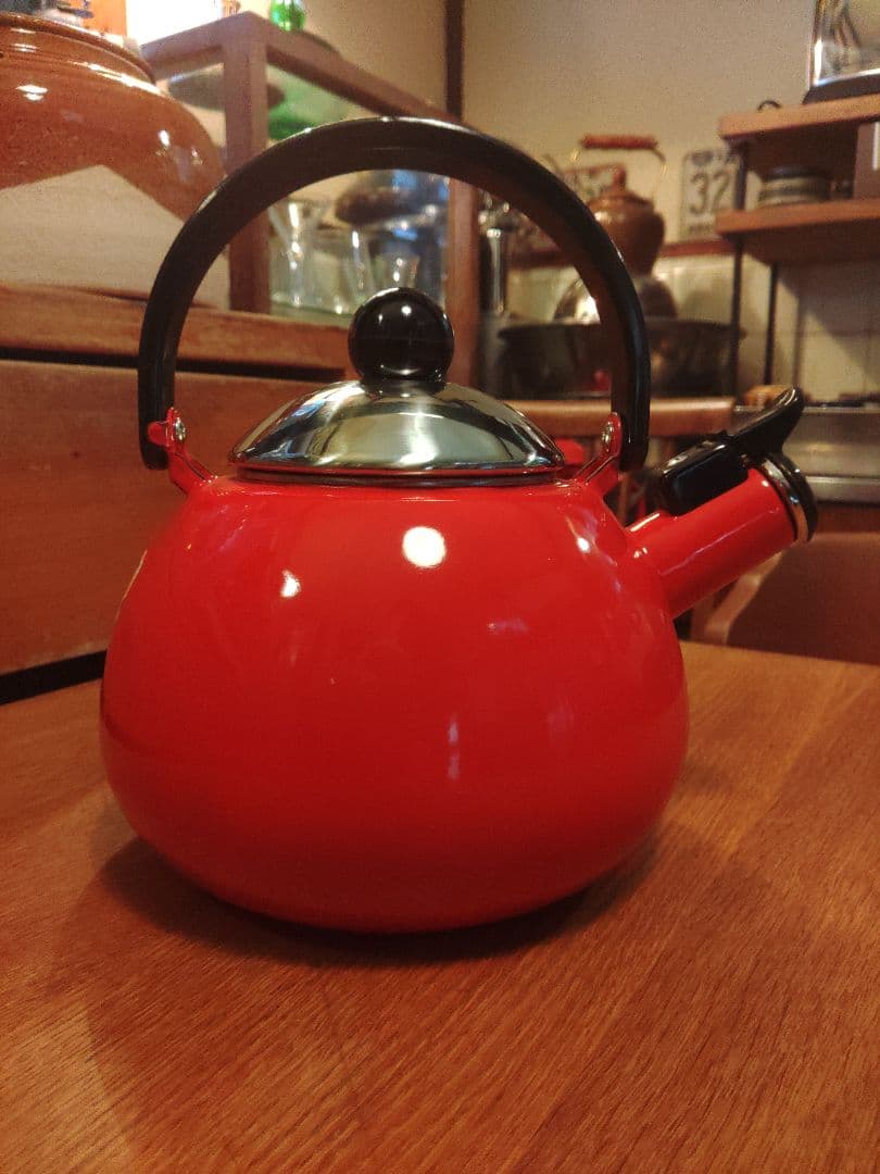 未使用　ケトル　やかん　富士ホーロー　1.5L　琺瑯　レトロ　デッドストック