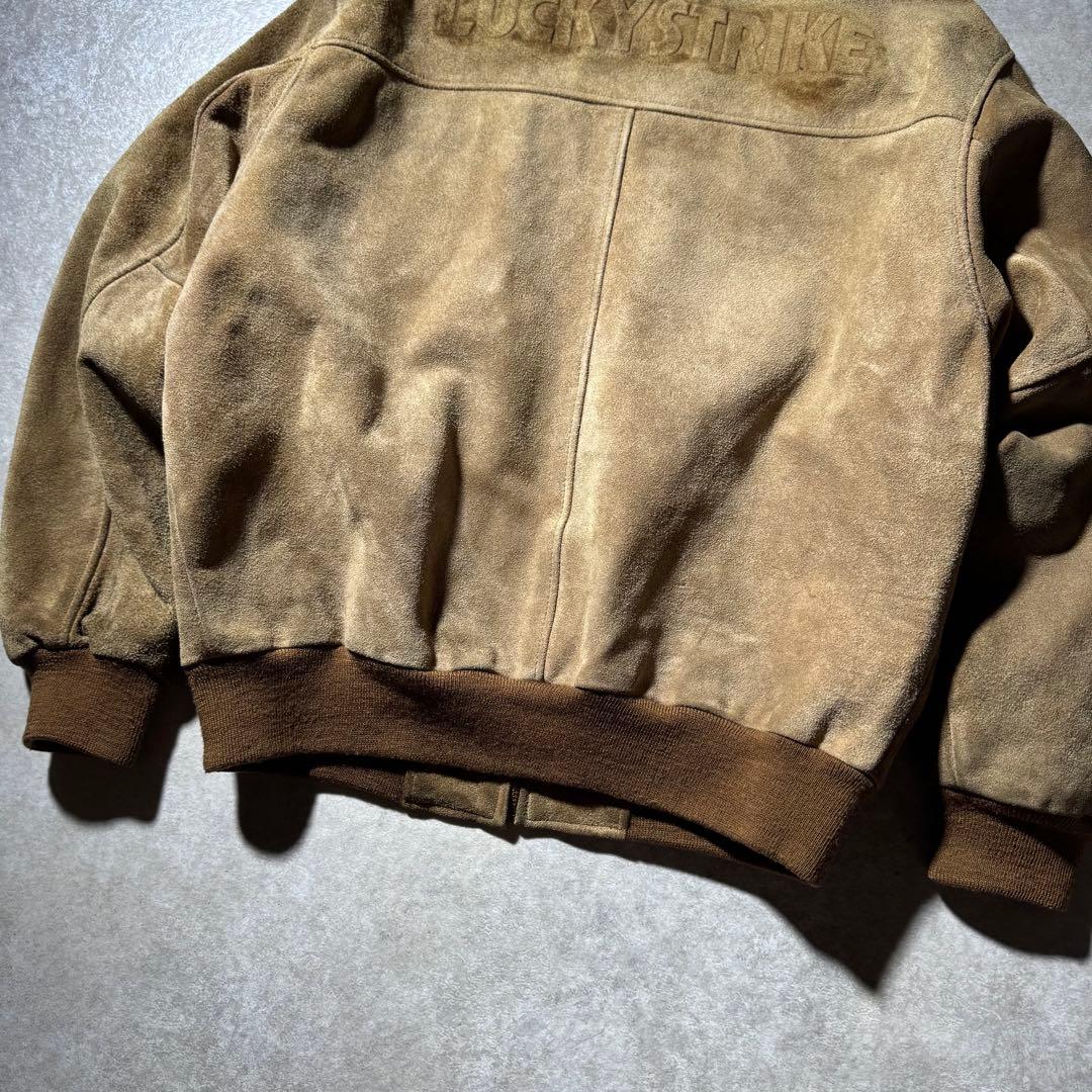 90s LUCKY STRIKE suède MA1 bomber jacket
