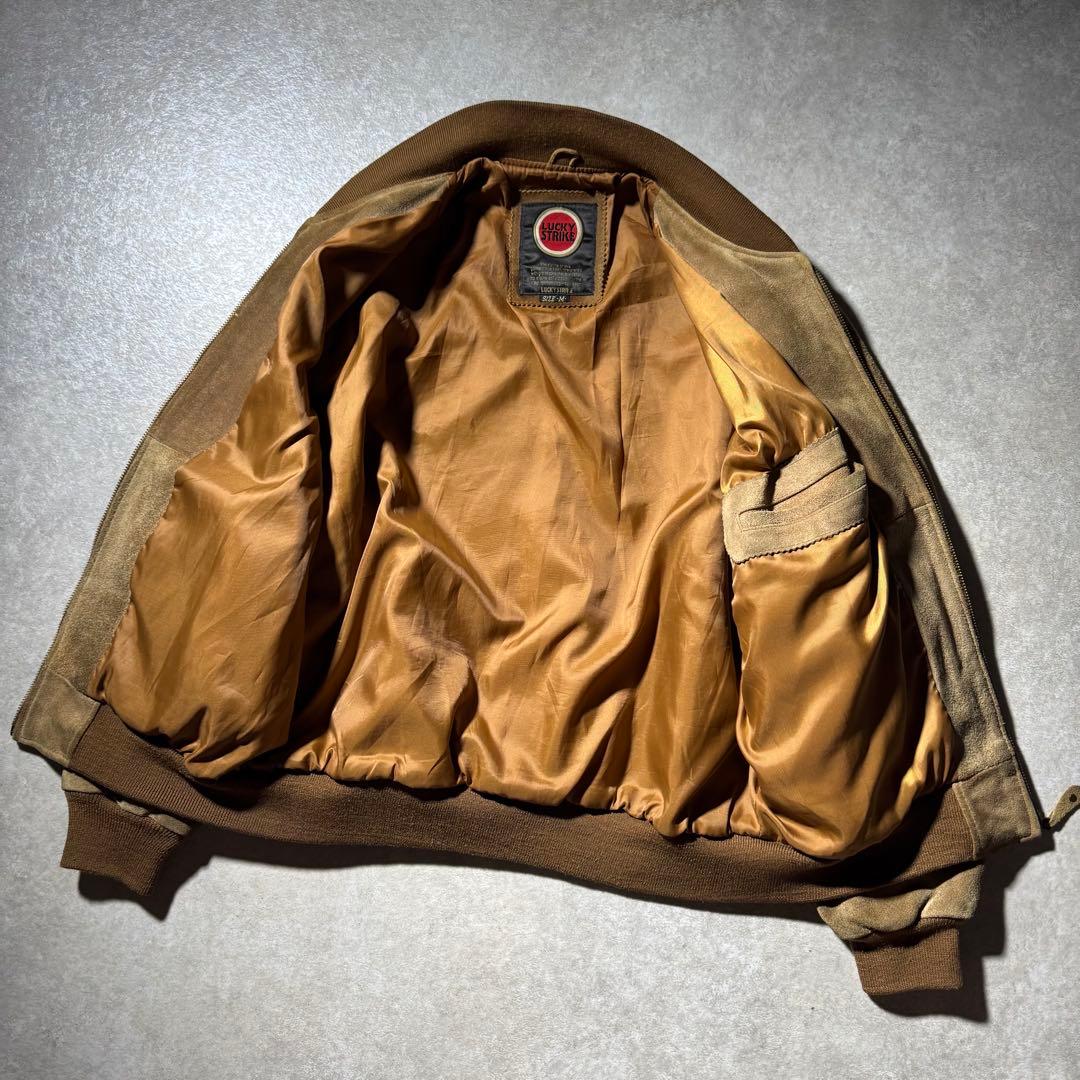 90s LUCKY STRIKE suède MA1 bomber jacket