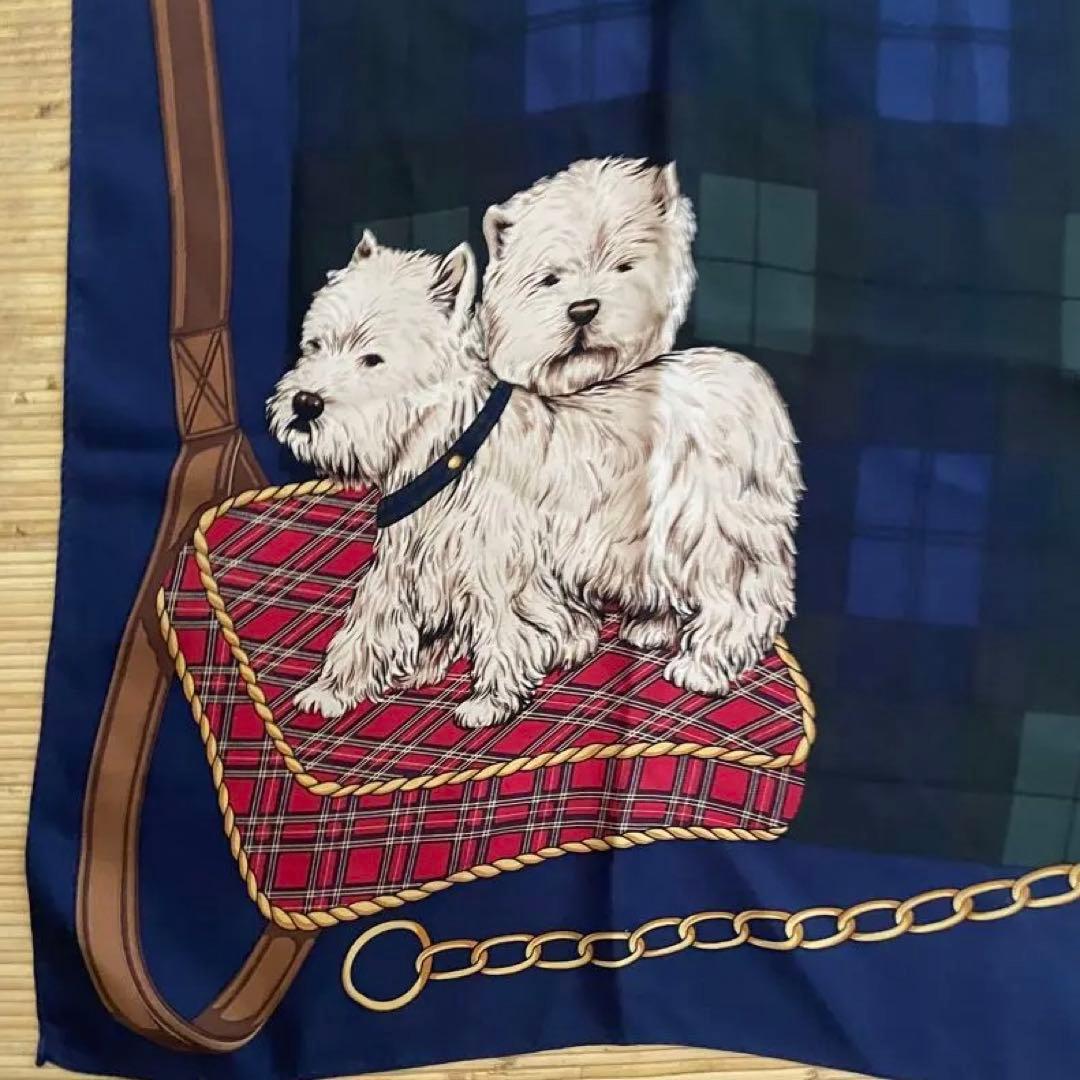 新品未使用✳︎Oldラルフローレン✳︎シルク大判スカーフ✳︎犬柄