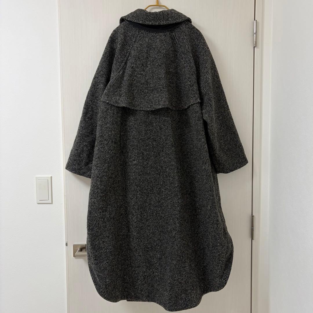 【美品】Spick&Span/Wスライバーヘリンボーンボリュームコート グレー