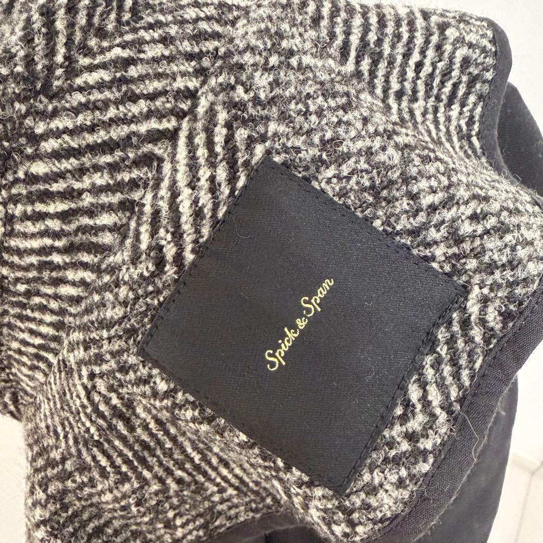 【美品】Spick&Span/Wスライバーヘリンボーンボリュームコート グレー