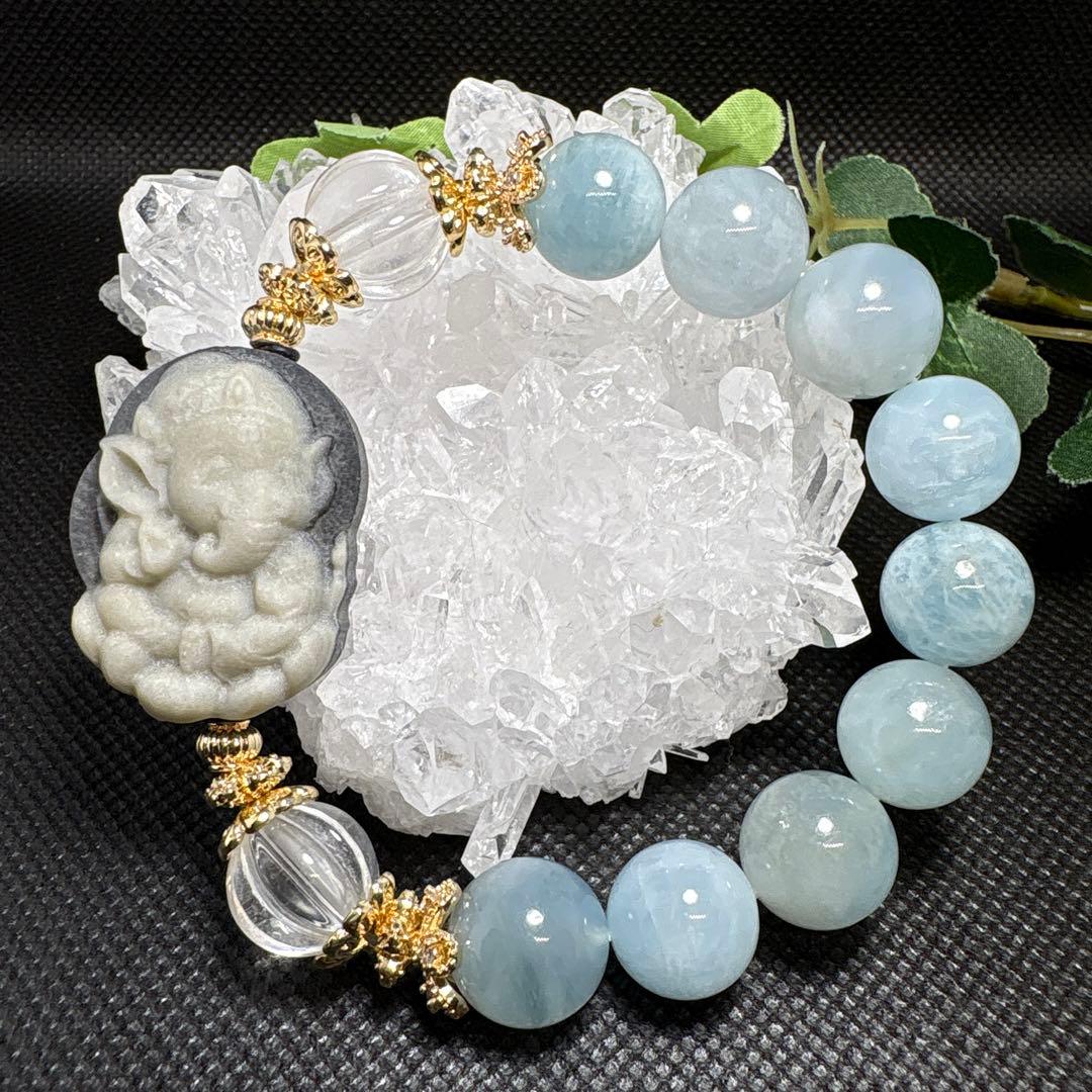 くまこ❤︎様お取置き6/6＊太極石 ガネーシャ アクアマリン