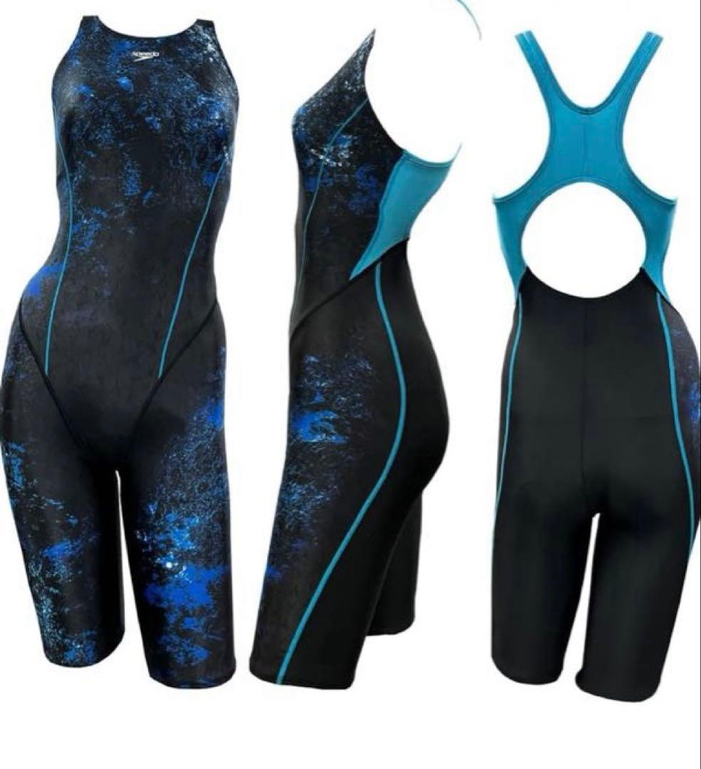 スピードSpeedo競泳用水着 ブラックブルー　レディースL ワンピース