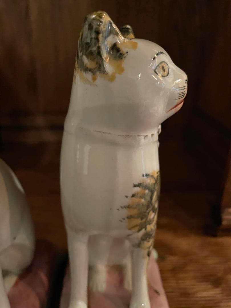 アンティーク雑貨 ANTIQUE STAFFORDSHIRE POTTERY SEATED CAT