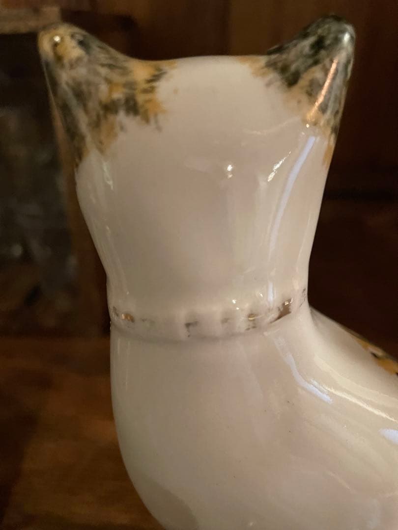 アンティーク雑貨 ANTIQUE STAFFORDSHIRE POTTERY SEATED CAT