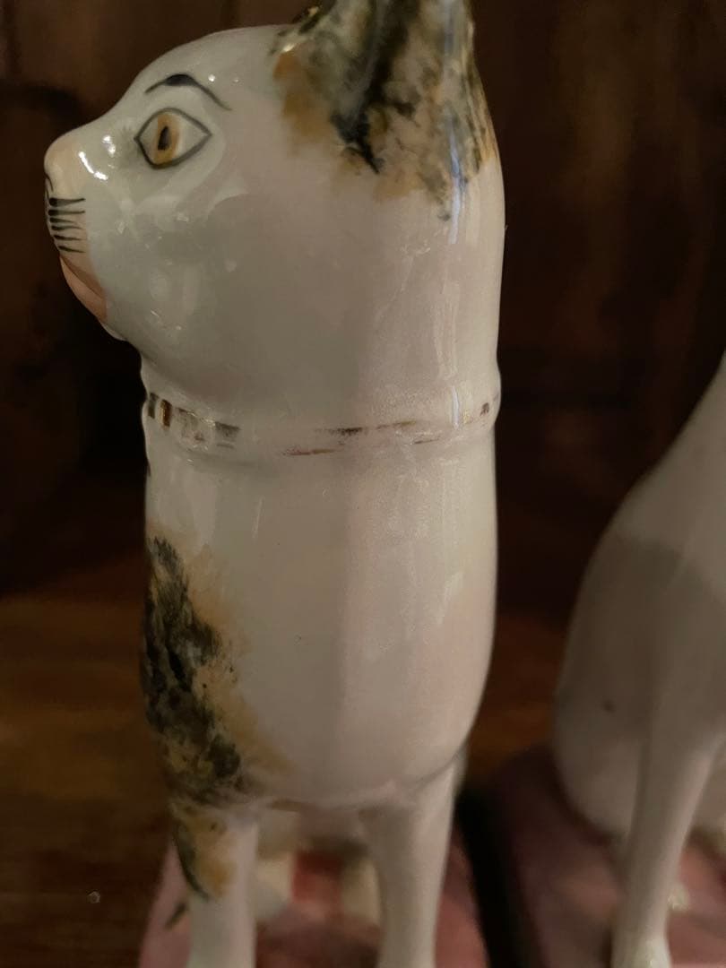 アンティーク雑貨 ANTIQUE STAFFORDSHIRE POTTERY SEATED CAT