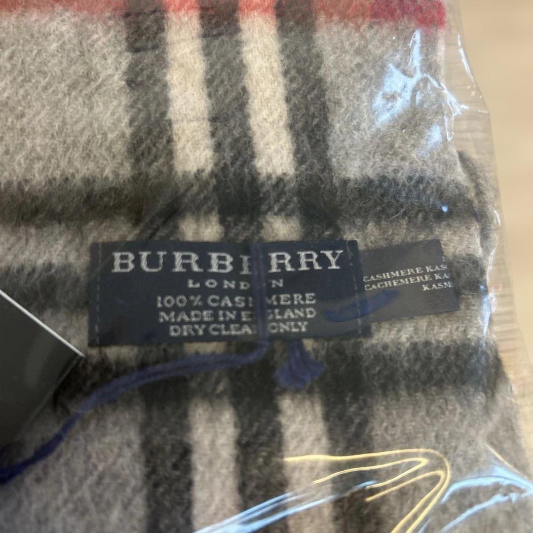 BURBERRY カシミヤスマフラー　グレー チェック　新品箱あり
