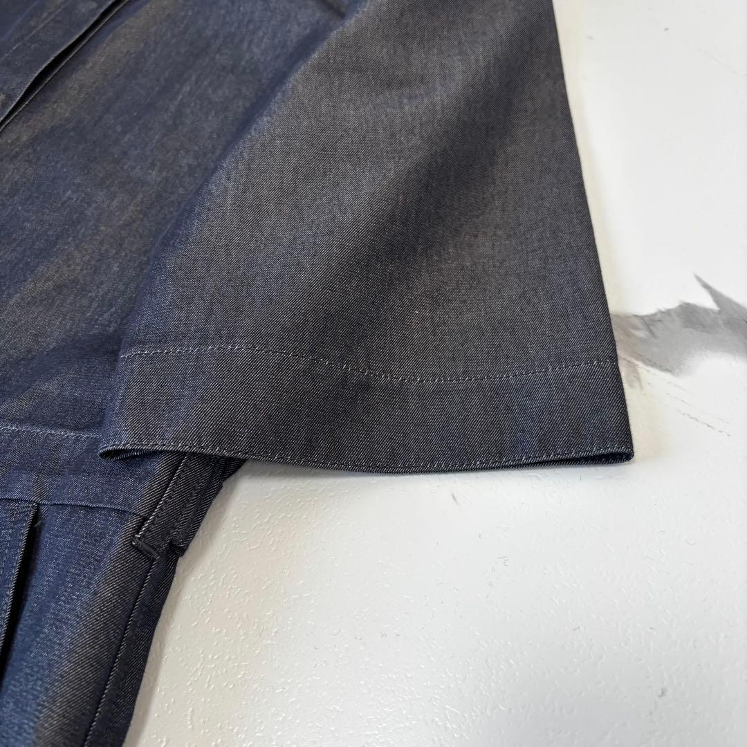 Drawer✨2023SS コットンシルクオールインワン　七分袖　インディゴ　S