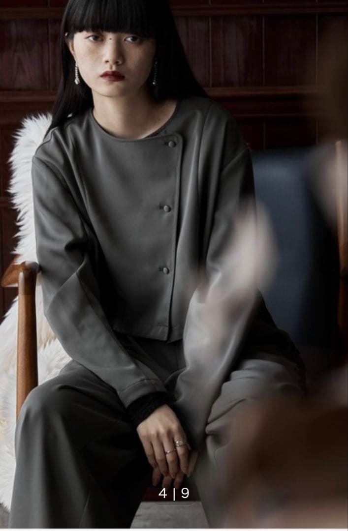 セットアップパンツドレス　アシメデザインジャケット&サイドレースパンツ