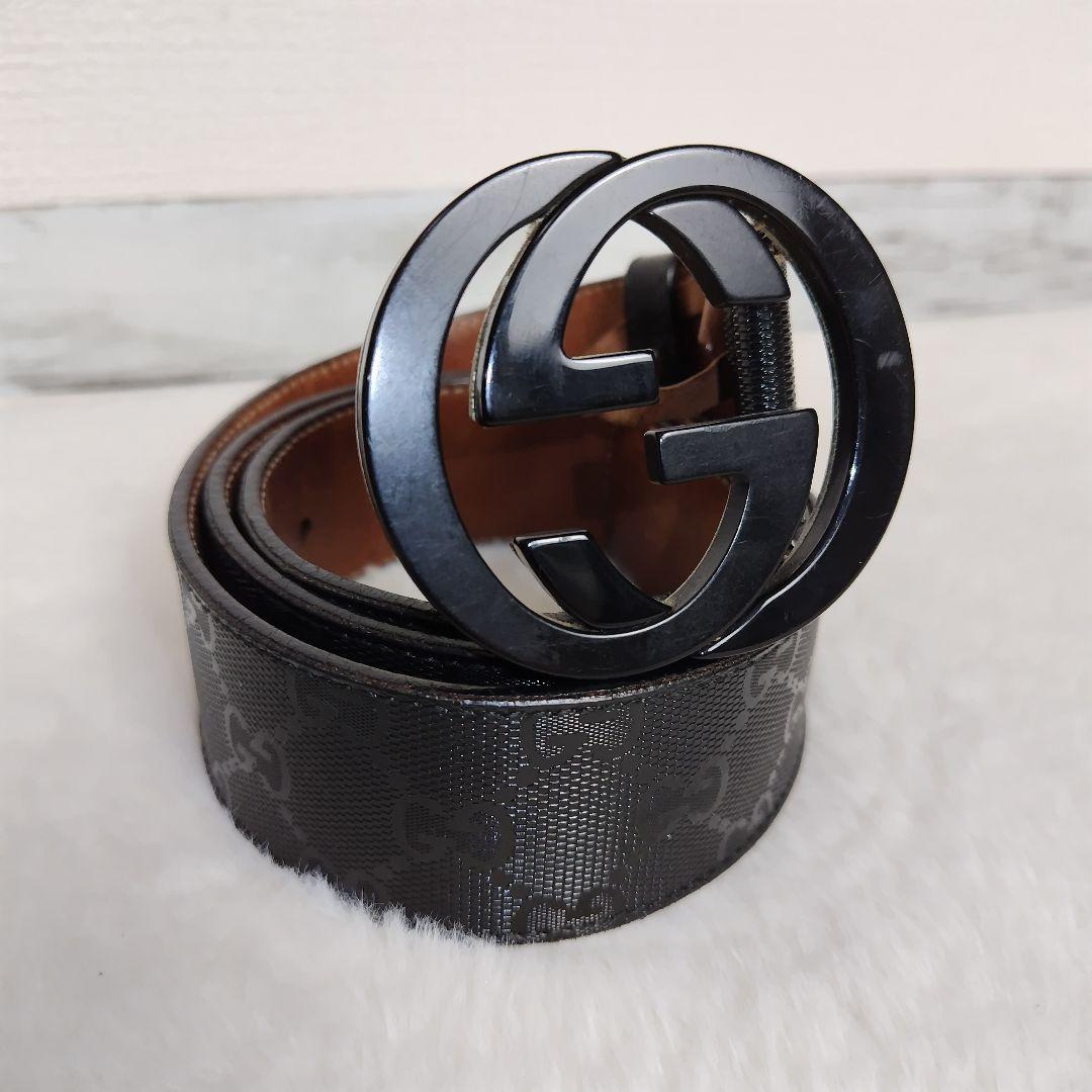 ✨美品✨GUCCI グッチ ベルト インターロッキング GG デカロゴ 黒