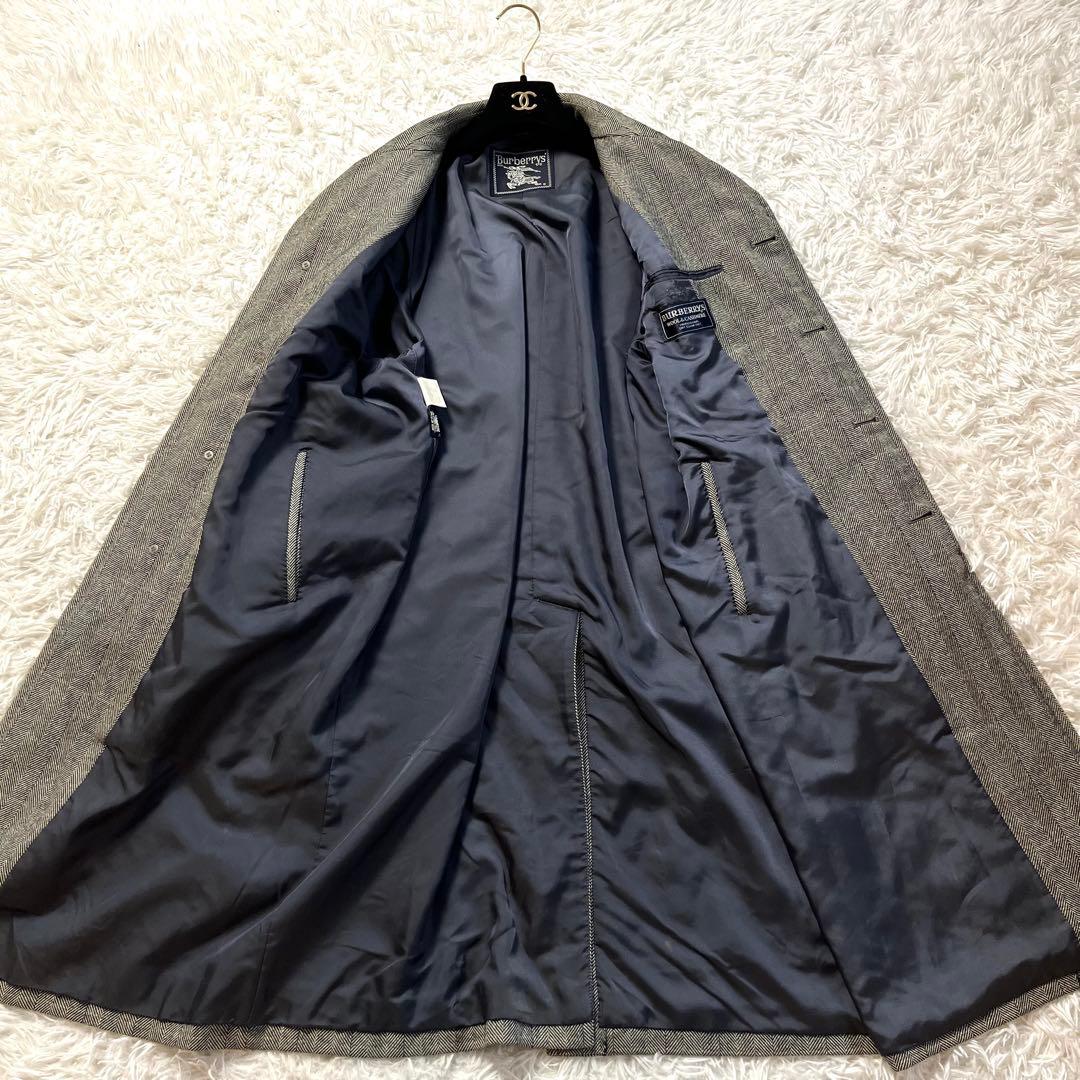 超希少✨️バーバリー カシミヤ ヘリンボーン ステンカラー ロング コート