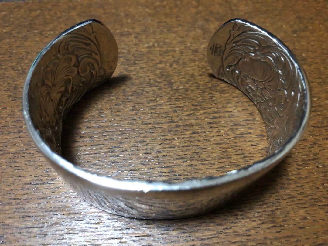 SAAD・ シェリダンカービングフラワー内彫り925ワイドバングル・希少