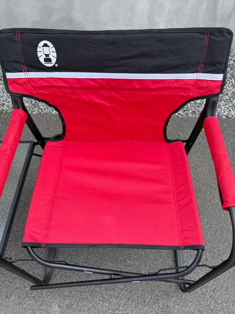 【Coleman】コールマン　サイドテーブル付　デッキチェア　２脚セット　レッド
