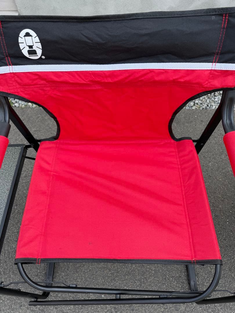 【Coleman】コールマン　サイドテーブル付　デッキチェア　２脚セット　レッド