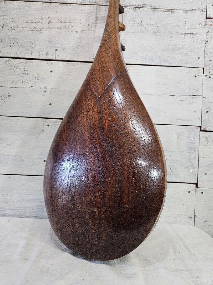 日本のアンティーク 筑前琵琶 四弦五柱 撥 弦楽器 和楽器 琵琶 木製 半月