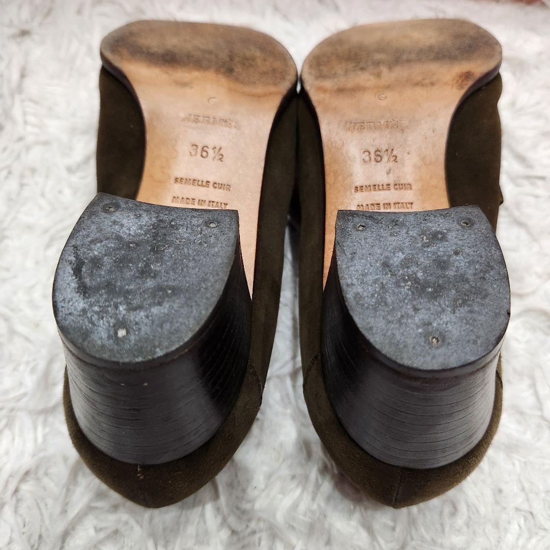 エルメス❣️ローファー　23.5cm　コンスタンス　Hバックル　スエード　カーキ