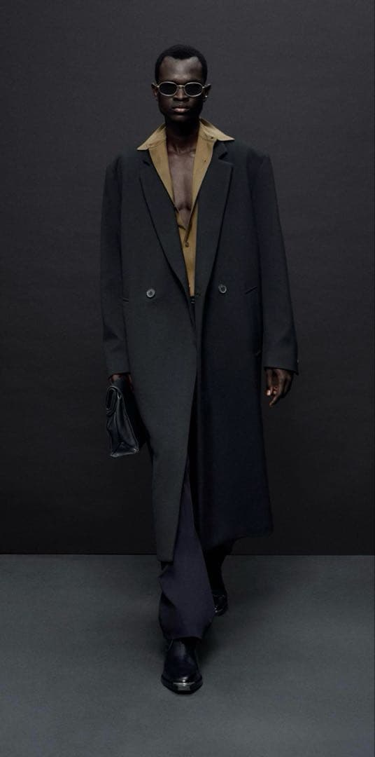 【定価3.2万円】 ZARA ダブルブレスト チェスターコート ブラック S-M