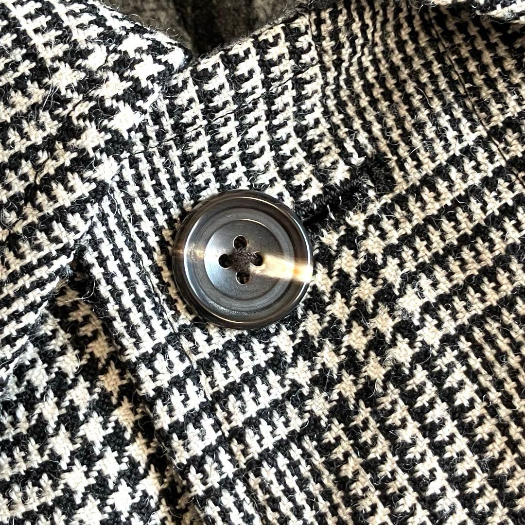 【美品】ヤンチェオンテンバール　高級ウールリバーシブルコート　モノトーンアート柄