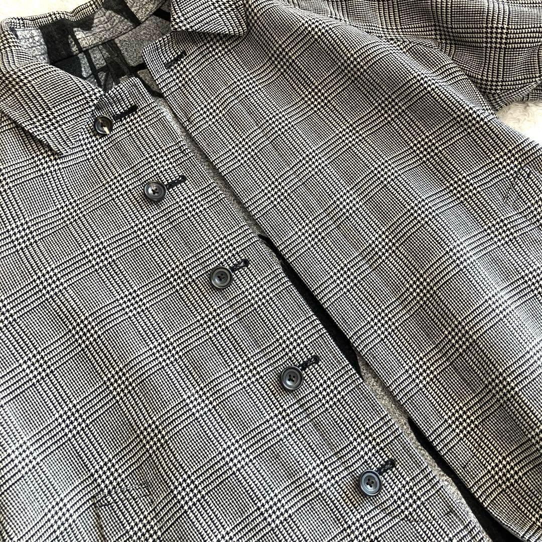 【美品】ヤンチェオンテンバール　高級ウールリバーシブルコート　モノトーンアート柄