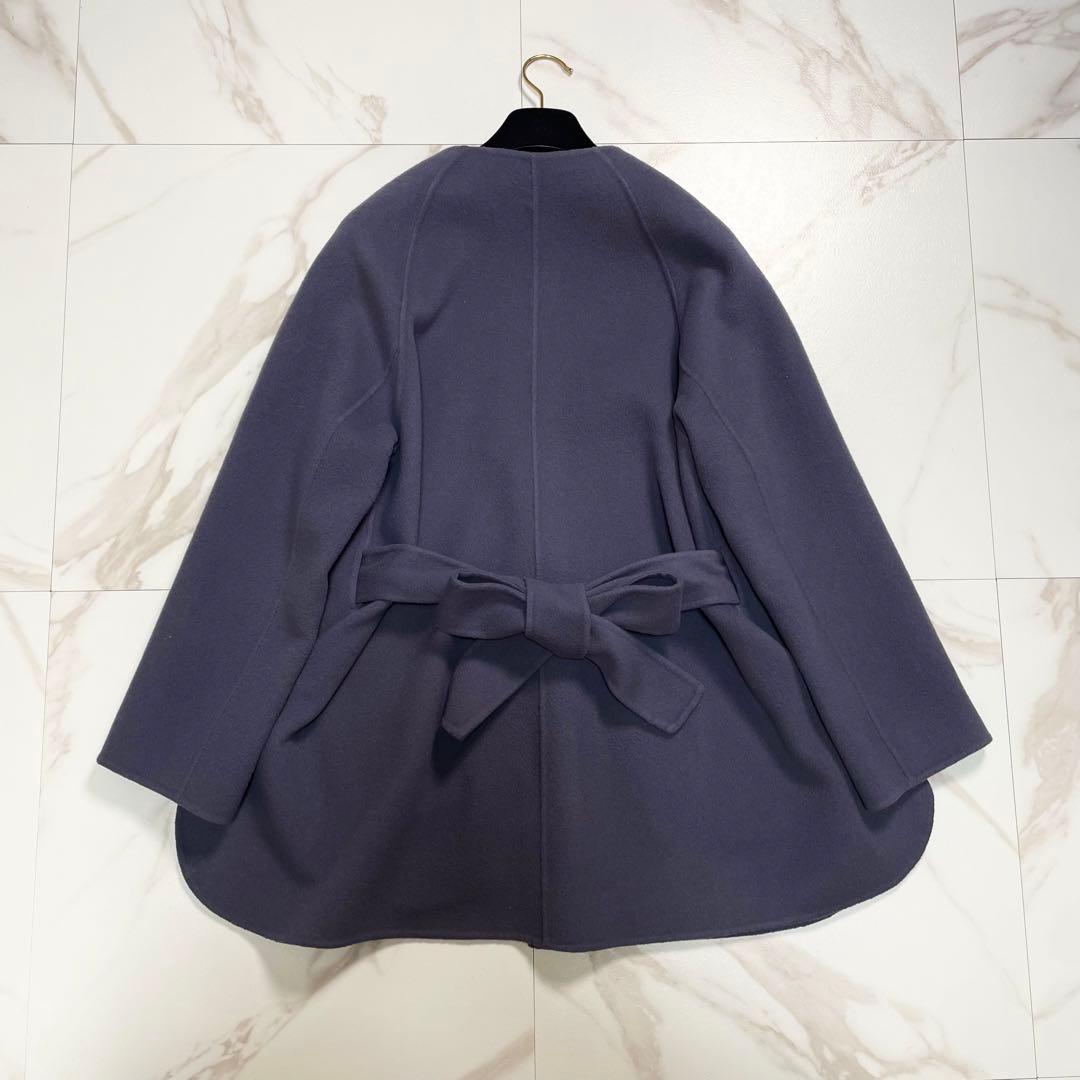 近年✨アナイ シャルムリバーケープコート ノーカラーコート ベルト ウール 38